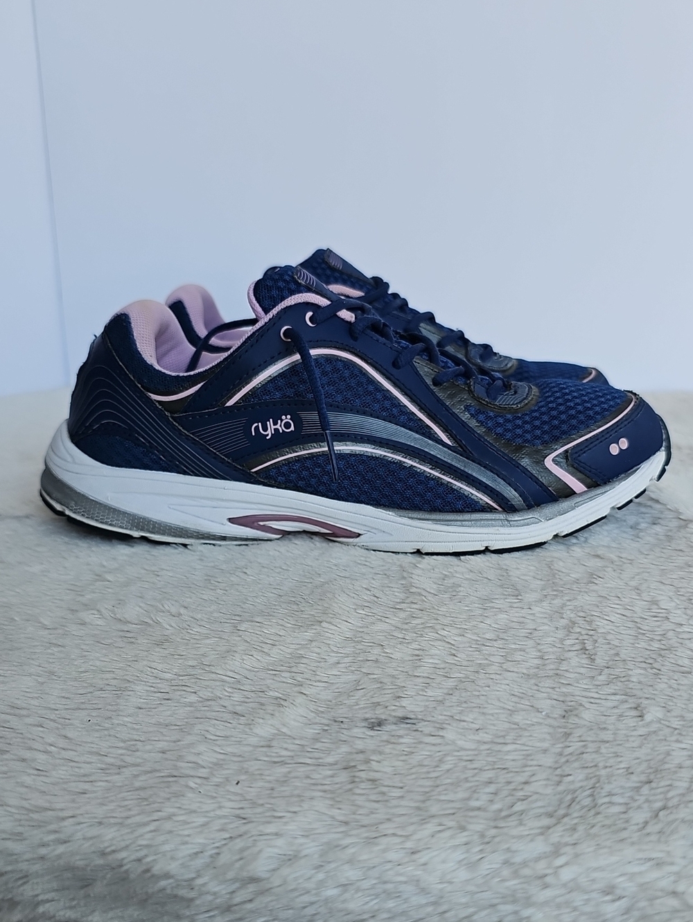 Ryka Sky Walk Women’s Walking Shoes Navy Blue Pink Sneaker Size
